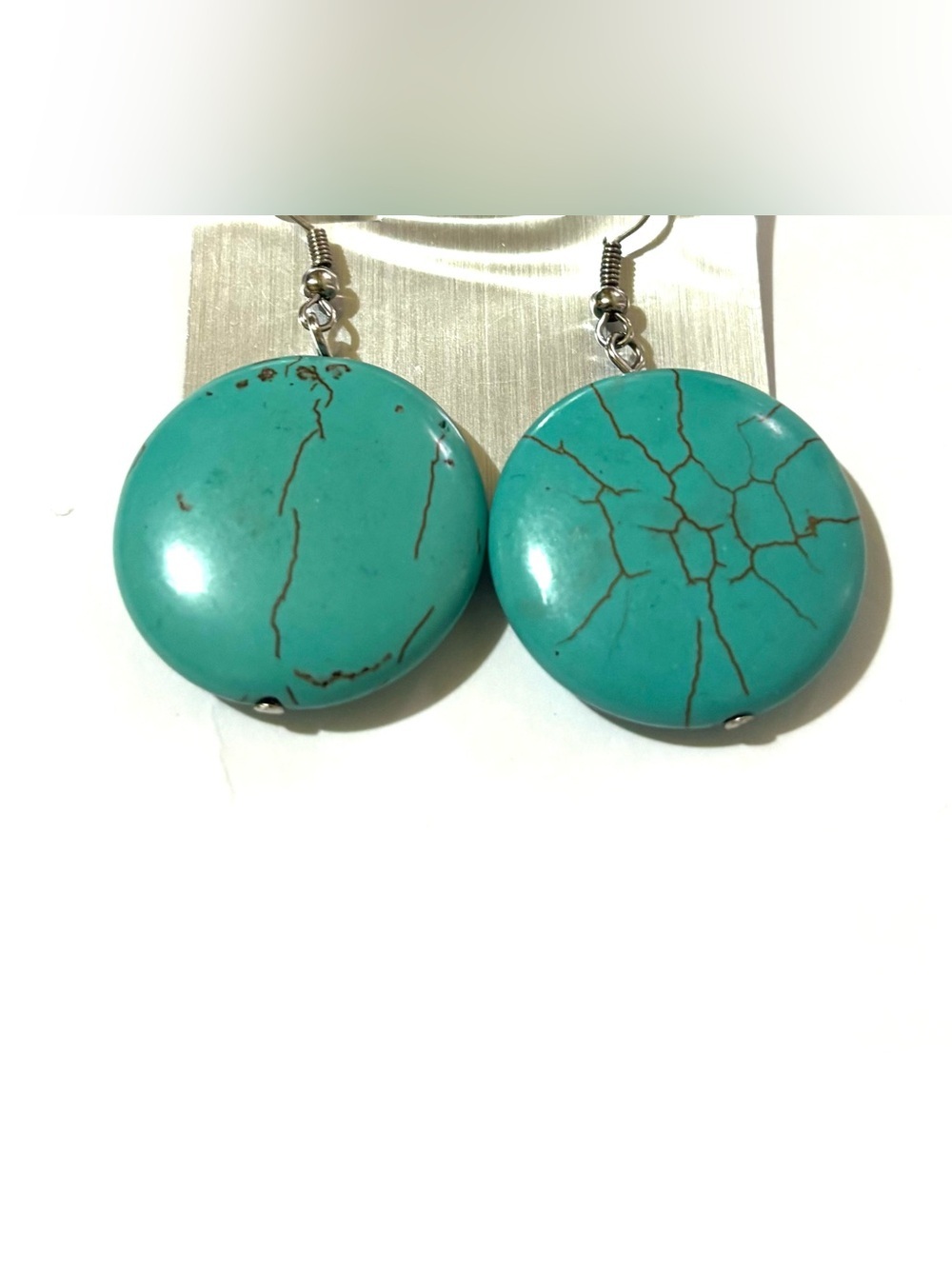 Round Turquoise Drop Earrings for Women